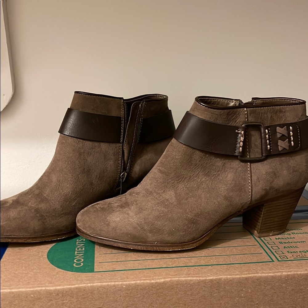 Brown Ankle Boots with Buckle Detail